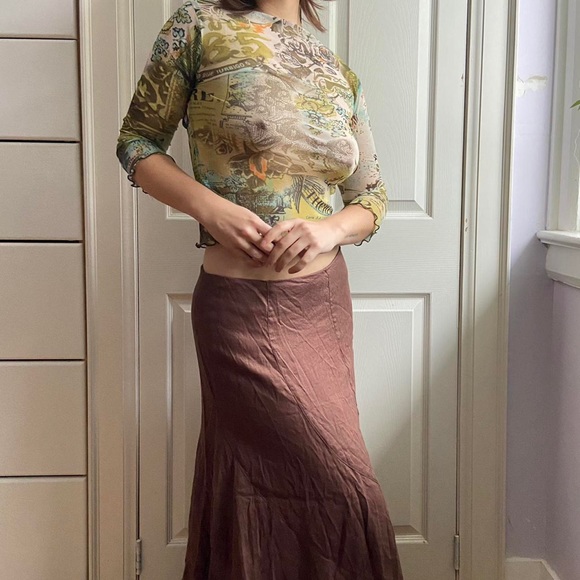 Vintage Brown Midi skirt - Picture 1 of 4
